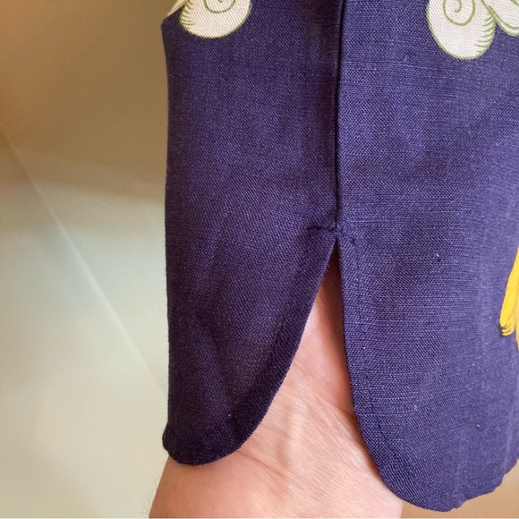 NEW FARM Rio x Anthropologie Puff Sleeve Button Down Blouse Bananas Linen Size L - Picture 9 of 16